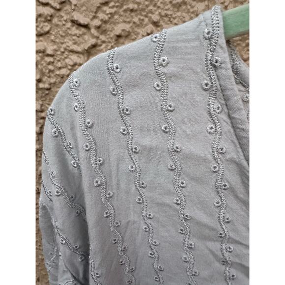 Love Stitch Bale Blue Tie Front Flowy Blouse - Picture 5 of 8